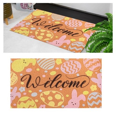 Easter Coir Doormat, Rabbit Eggs Door Mat Welcome Non Slip Coir Mats Floor Do...