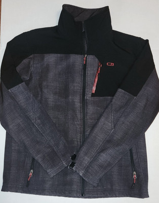 CB Sports Softshell Jacket Mens L Black Gray Performance Multi-Pocket Activewear
