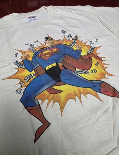 Vintage 99 Superman Breaking Chains DC Comics Graphitti T-Shirt XL Deadstock Tan - Picture 4 of 9