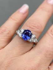 GIA Sri LANKAN blue SAPPHIRE DIAMOND RING Siz...