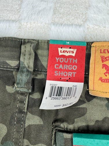 Levis Youth Cargo Shorts New with Tags 14 Reg Camouflage Flex Stretch Waistband - Picture 5 of 12