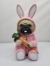 HTF Humane Society Easter PUG Dog In Pink Fuzzy Bunny Rabbit Suit New