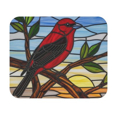 Scarlet Tanager Mouse Pad bird watcher avian desk office stained glass look 