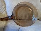 Vintage 1970's Pyrex Corning Vision Ware Amber 10” Glass Skillet Without lid