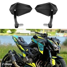 For Kawasaki Z900 Z1000 Z500 Z400 ZH2 7/8" 22mm Bar End Mirror Rearview Diamond