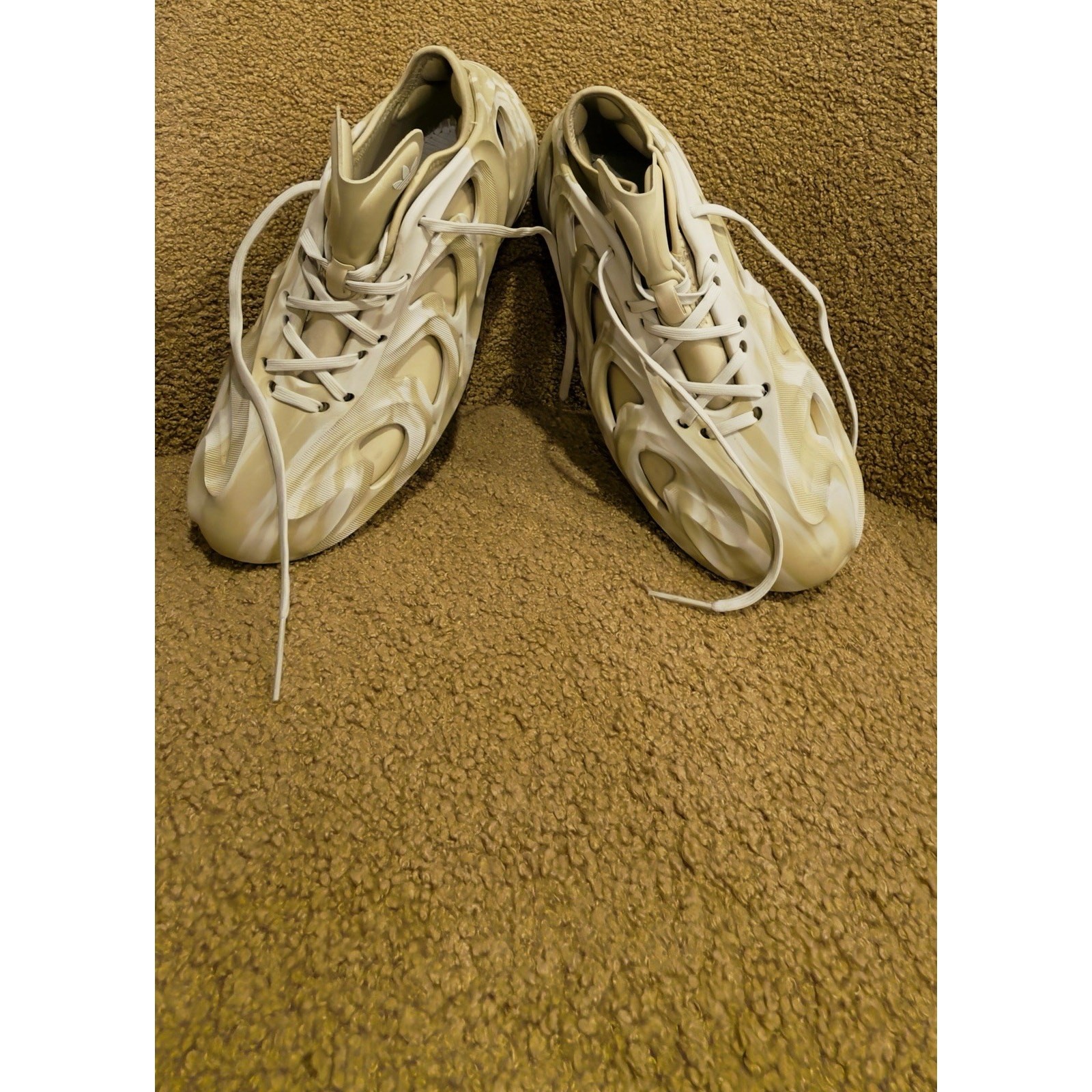 Adidas Beige White Camouflage Lace Up Men's Low Top Athletic