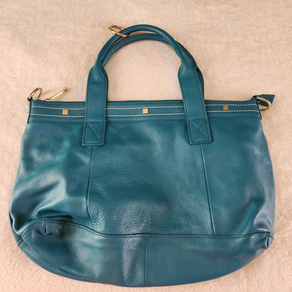 Bolsa Cuore & Pelle Amelia couro pebbled azul-petróleo bolsa grande com zíper bolsos - Imagem 2 de 4