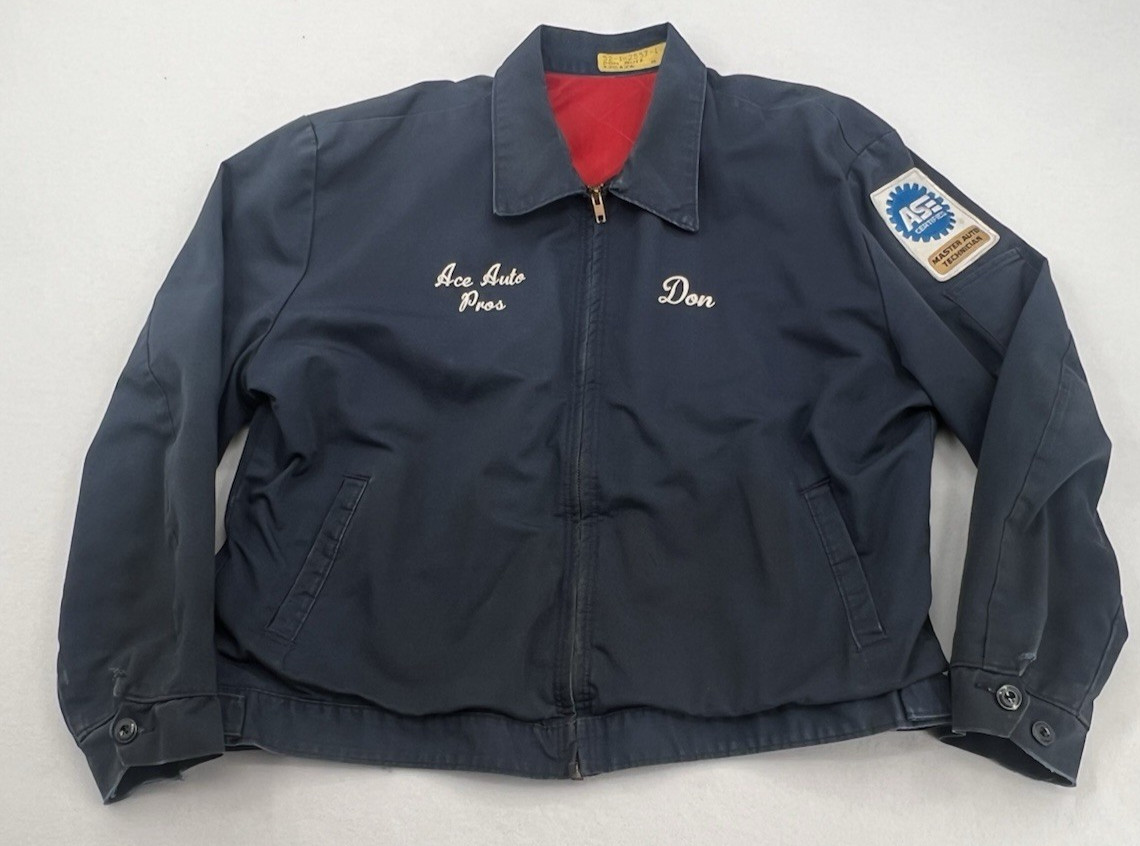 Chaqueta de Trabajo Mecánica Don ASE Certificada Master Auto Tech Azul Marino con Forro Rojo Grande