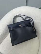 HERM�S Herbag 31 Zip LEATHER Noir Black with silver hardware bag
