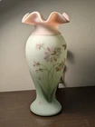 Fenton Green Burmese Lotus Mist Vase Daisy & Dragonfly Limited 1797 Of 2950