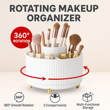 360  Rotating Makeup Brush Holder Organizer Vanity Storage Box for Cosmetics