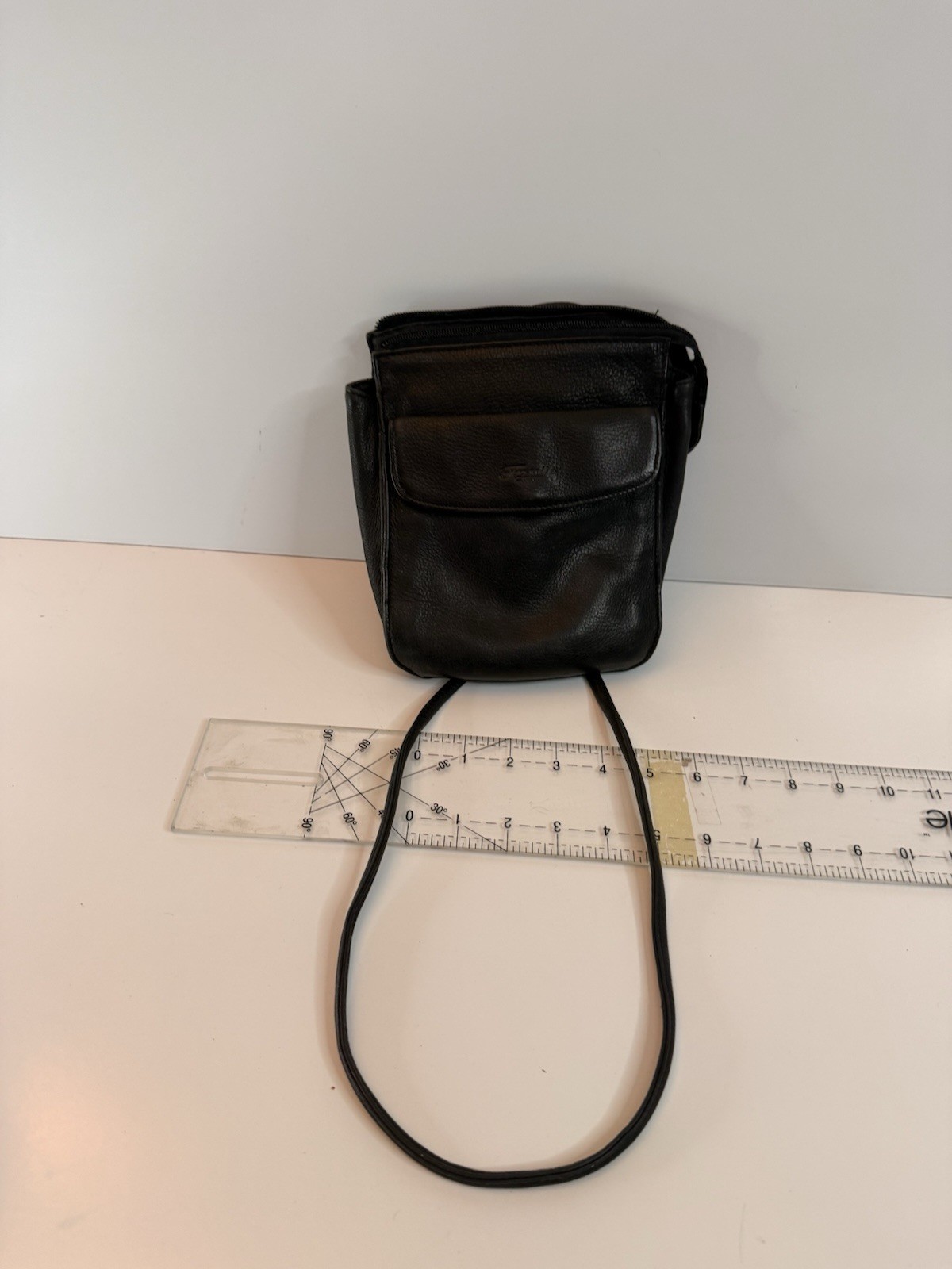 FOSSIL Black Leather Shoulder Double Flap Wallet Vintage Crossbody Bag Purse