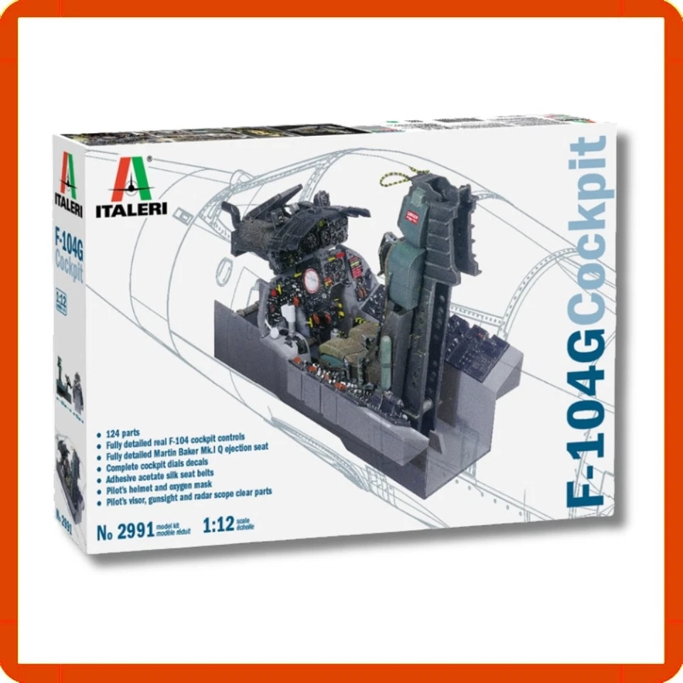 modellismo statico aerei militare model kit modellino Italeri 1/12 F104G Cockpit - Immagine 2 di 4