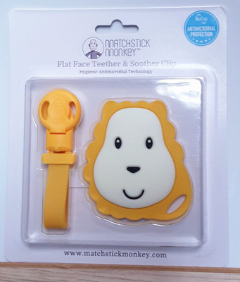 Matchstick Monkey Geschenkset Schnullerclip & flacher Beißring gelb
