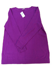 J Jill Large Berry Crew Neck Long Sleeve Cotton Blend Sweater Side Slits NWT