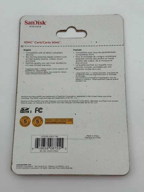 SanDisk Ultra 16 GB SD SDHC Memory Card NEW- RETAIL PACKAGING - Image 2 of 2