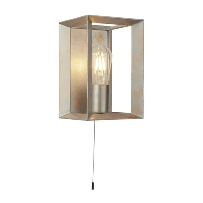 Wandlampe Wandleuchte Schalter H: 23,5 cm in Silber-Gold E27 Metall Vintage - Bild 1 von 3