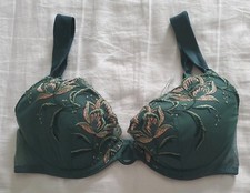 La Perla Womens Emerald Green Floral Lace Bra Size 34C