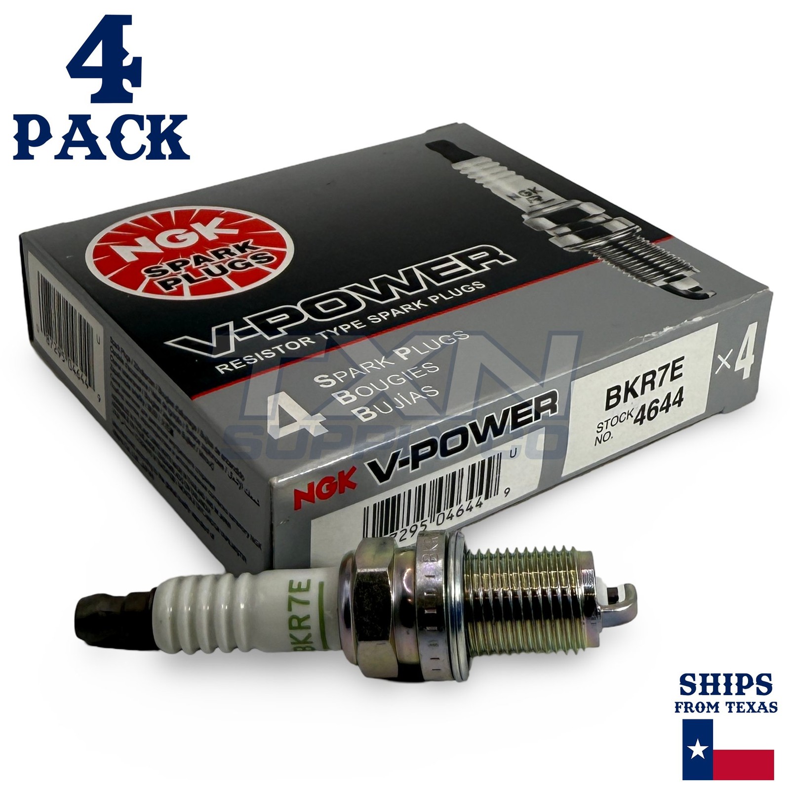 4 Pack NGK V-Power 4644 Spark Plugs BKR7E