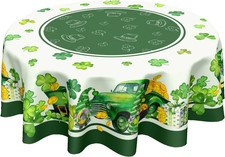 St Patricks Day round Tablecloth 70 Inch Green St Patrick'S Day Shamrocks Gnome