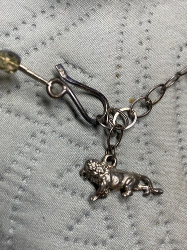 Facettierte Edelstein Perlen Halskette, Perlen & Sterling Haken & Löwe Charm - Bild 7 von 8