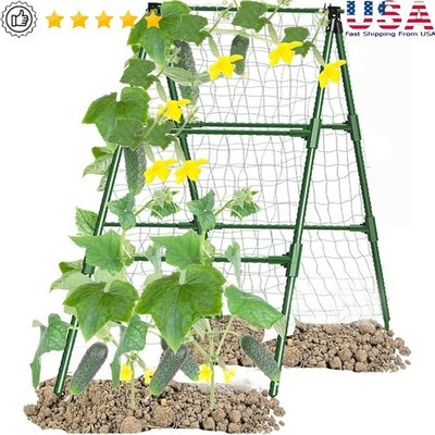 Cucumber Trellis Garden Support Stakes Clips Netting Ties Zucchini Peas Vines US