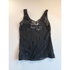 Vintage Victorias Secret Gold Label Black Floral Lace Camisole Applique Top S