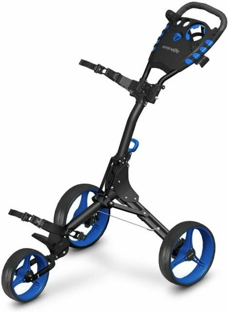 SereneLife Foldable Lightweight 3-Wheel Golf Push Cart With Elastic Strap SLG3W