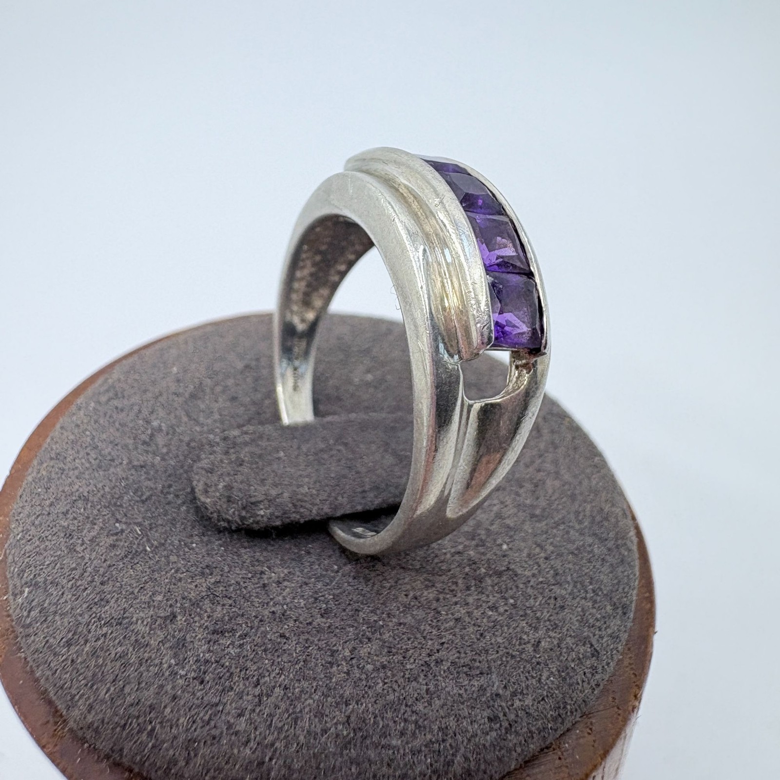 Amethyst Channel Set Statement Ring VTG Solid Ste… - image 3