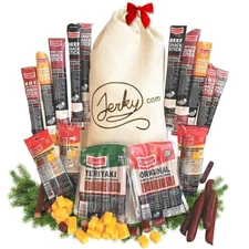 Jerky Gift Basket for Men - 26Pc Jerky Variety Pack of Beef, Pork, Turkey, & Ham