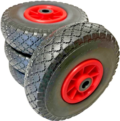4x KOVA® PU Rad 260mm Sackkarrenrad 3.00-4 Vollgummi Sackkarre Pannensicher S/R