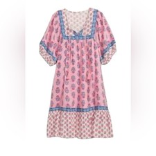 Old Navy Prairie Swing Dress Medium Cottagecore Peasant Country Coquette Pink