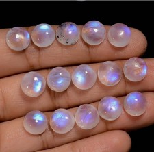 Natural Rainbow Moonstone Round Cabochon Gemstone Lot 36 Ct 10X10X4mm