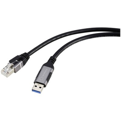 Renkforce RF-6055784 USB-A TO RJ45 Adapter Aluminum Black 1.80m