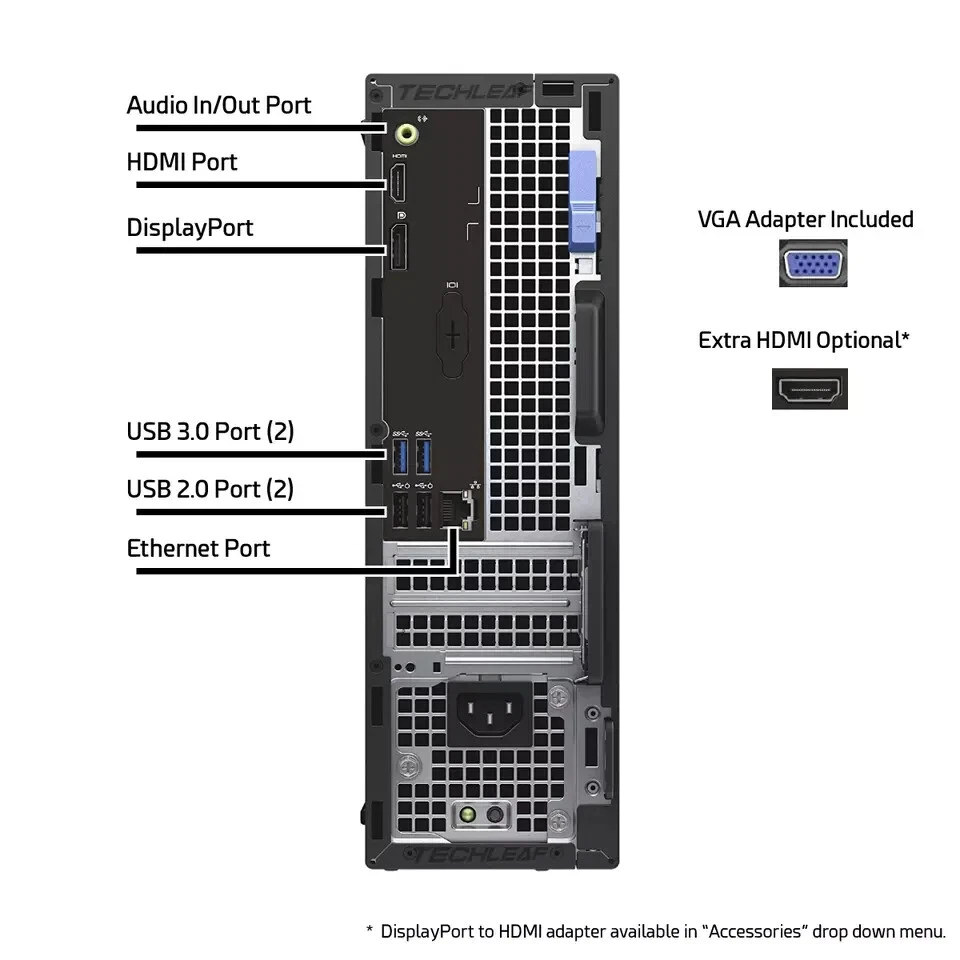 Dell 3050 Desktop Computer PC SFF Core i3 8GB RAM 500GB HDD Windows 10 Wi-Fi DVD - Image 4 of 4