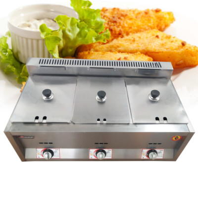 #ad LPG GAS 3 Pan Propane Bain Marie Buffet Food Warmer Steam Table Gas Fryer 18L $158.96