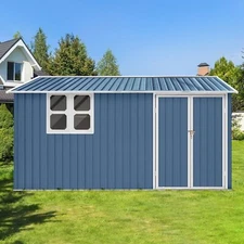 Metal Garden Shed 10x12ft Outdoor Large Lockable Waterproof Storage Tool House