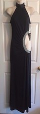 NEW Sexy Forplay Black Elegant Cocktail Bling Halter Sleeveless Maxi Dress M $99