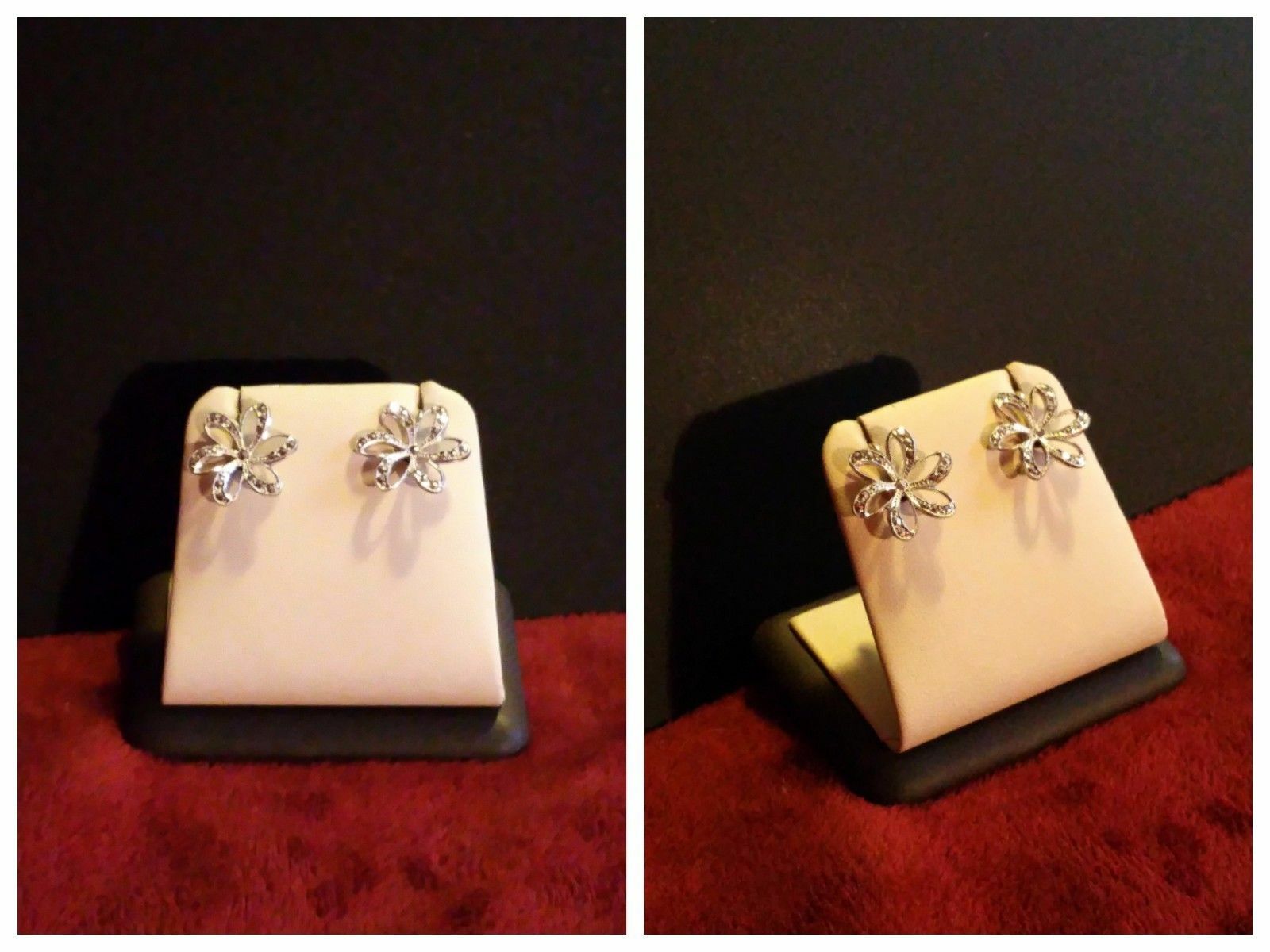 S75 Estate Sterling Silver Flower Screw Back Earrings for Unpierced