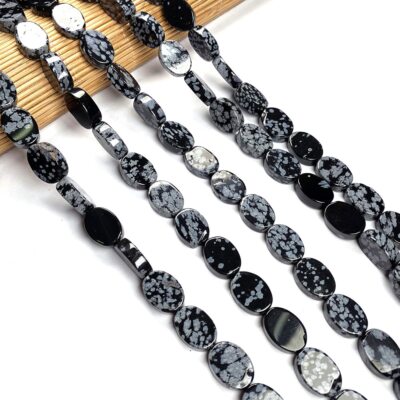 Natural Flat Oval GemStone Loose Beads for Jewelry Making DIY Accessories 15''