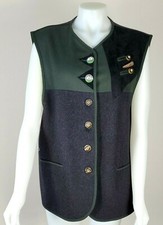 Ursl Trachten Womens Green Gray Wool Blend Vest Jacket Sz 40 - Lknw!