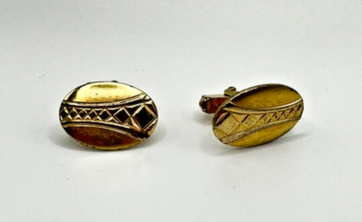 Boutons De Manchette Art Déco En Laiton émaillé Rouge - Années 1930, Vintage En Très Bon état