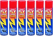 6 X 300ml Fly and Wasp Killer Zapper Spray Can Household Power Pest Control