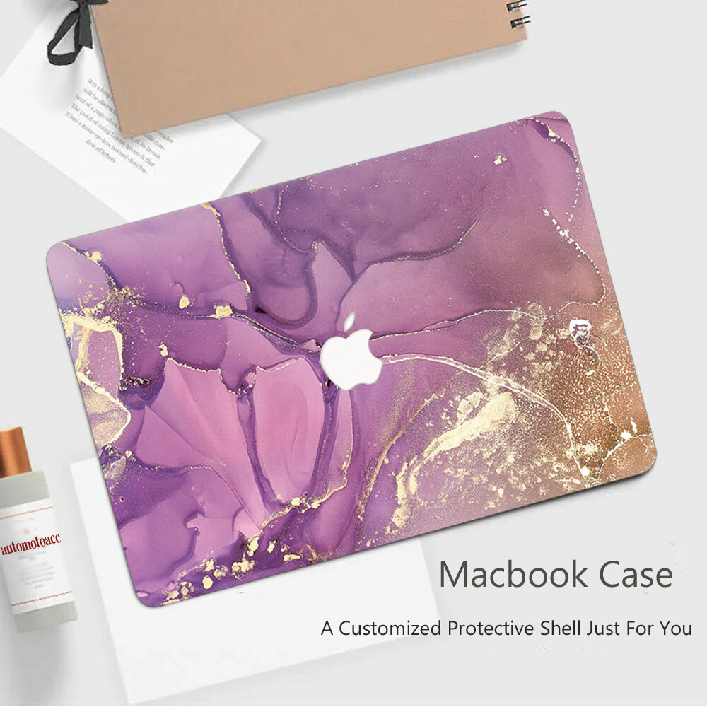 Seductive Purple Gold Marble Case For Macbook M2 Air 13 12 11 Pro 14 15 16 inch