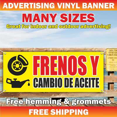 FRENOS Y CAMBIO DE ACEITE  Advertising Banner Vinyl Mesh Sign brakes oil change
