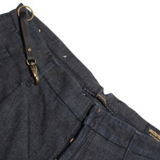 Incotex NWT Pleated Chinos / Casual Pants Size 33 US In Solid Blue Cotton Blend