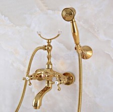 Gold Color Brass Bathroom Claw foot Tub Faucet / Filler With Hand Shower fna946
