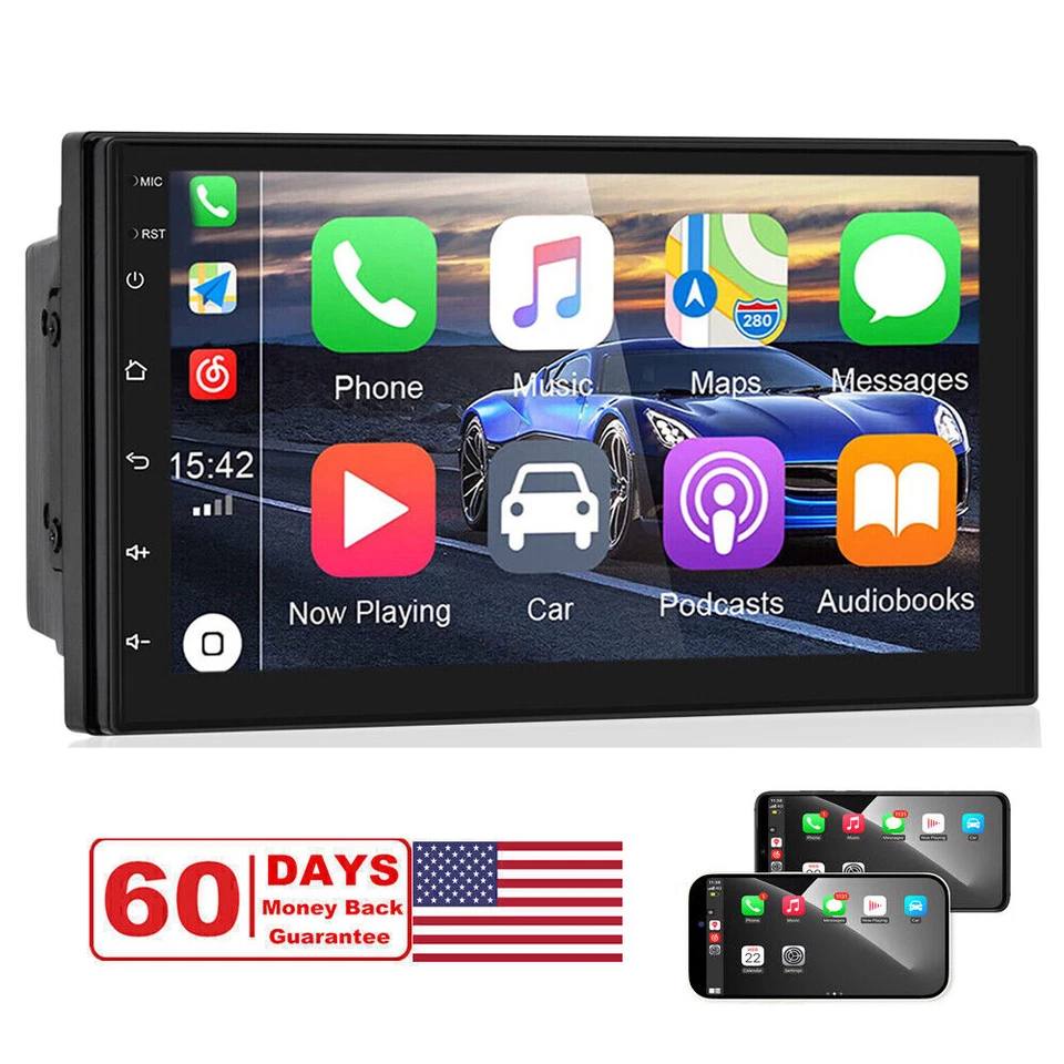 7 In Android 14 Double 2 Din Carplay Car Stereo Radio GPS WIFI BT Touch Screen - Image 2 of 4