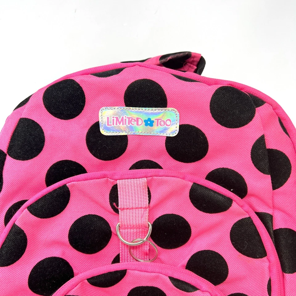 Mochila de bolinhas Y2K limitada muito rara vintage rosa preto veludo berloques de flores - Imagem 2 de 4