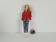 Used VTG 1991 Barbie With Authentic Jeans Fashion #19179 Floral/Red Outfit
